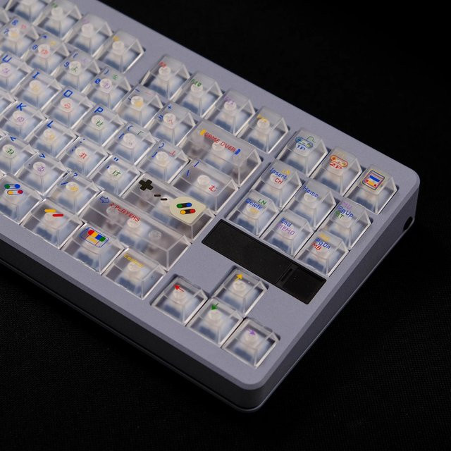 Venit Keys SFC Tastenkappen in Weiß und Transparent mit 122 Tasten im Cherry-Profil für MX-Schalter und mechanische Tastaturen (64/75/87/96/104 Layout) - Bild 1