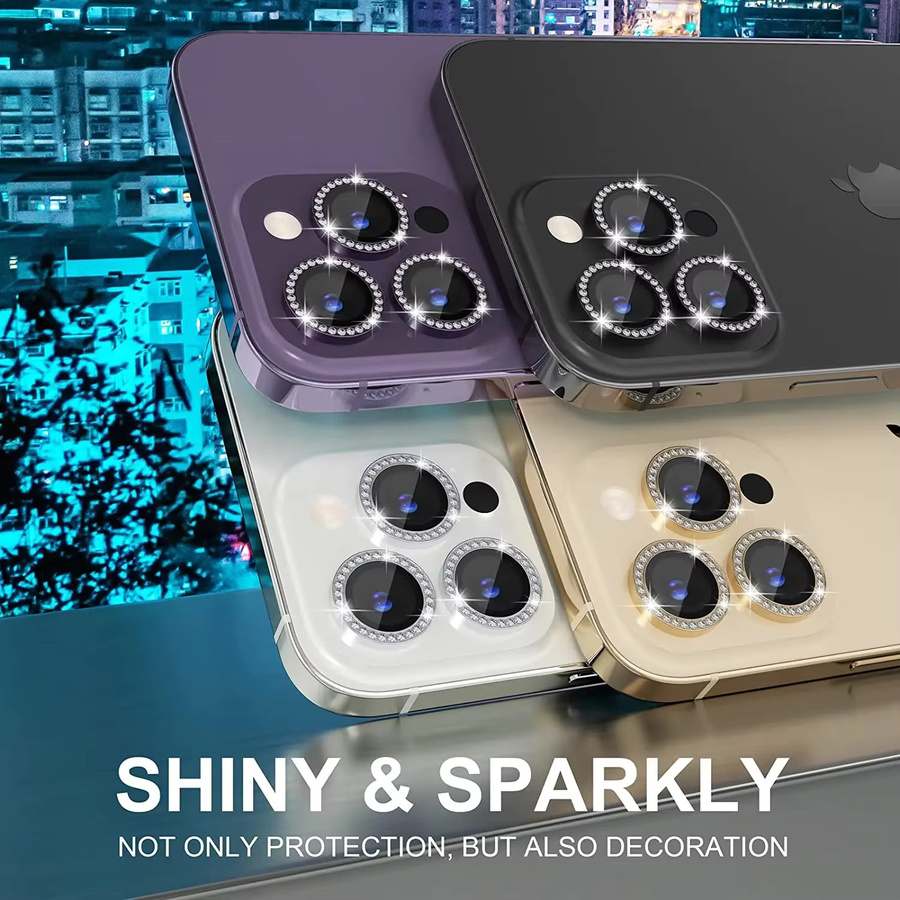 Diamant Kamera Objektiv Schutz Abdeckung für Apple iPhone in Silber - Bild 4