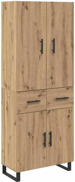 vidaXL Highboard 2-teilig in Artisan-Eiche mit Glasfronten und Schubladen, Braun, B/T/H: 180 x 34 x 69,5 cm - Bild 1