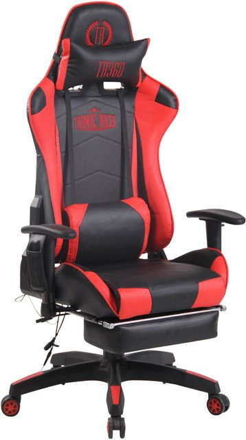 TPFLiving Gaming-Bürostuhl Turbine XFM aus Kunstleder in Schwarz/Rot mit Kopfstütze und Fußring - Bild 1