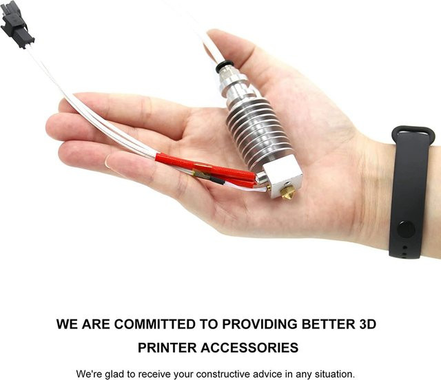 Anycubic I3 Mega Hotend 12V mit 2 gehärteten Stahlrohren 0,4mm für E3D V6 Düsen und Extruder in Silber - Bild 1