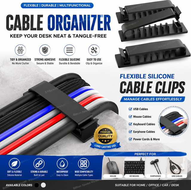 Flexibler Silikon Kabel-Organizer in Schwarz für USB-C Kabel und Zubehör - Bild 1