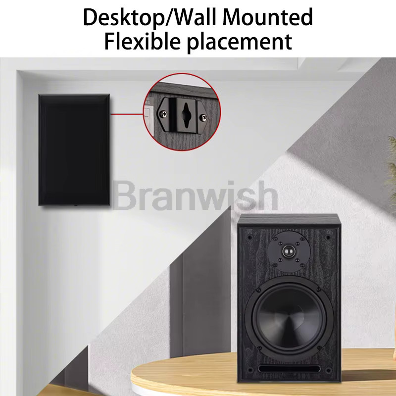 Branwish Passive Regallautsprecher in Schwarz, 6,5-Zoll Zwei-Wege-Surround-Sound Soundbox mit 100W*2 und 8 Ohm für Heimkino und Studio - Bild 3