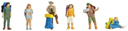 NOCH Set Bemalte Backpacker und Tramper Figuren in Bunt/Mehrfarbig (Stehend und Sitzend) - Bild 1