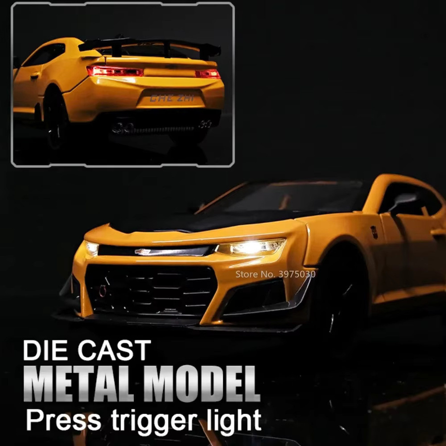 caipo Camaro-Autos, Miniaturmodelle, Maßstab 1:24, weiß, mit Licht, zurückziehbar - Bild 2