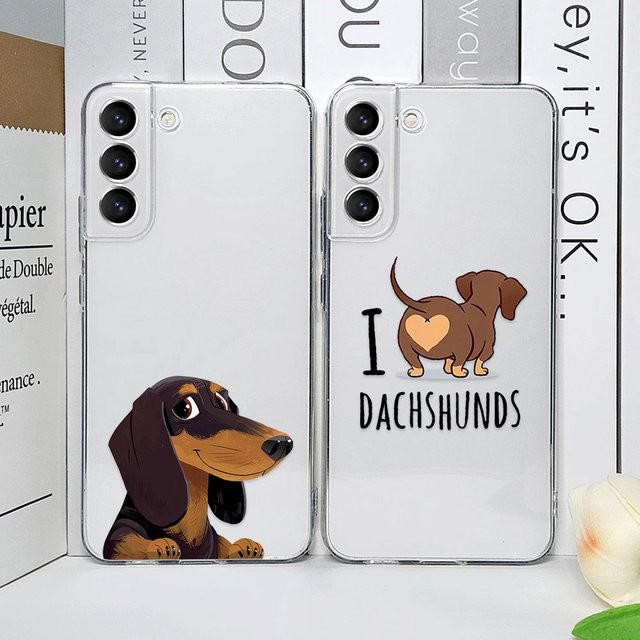Handyhülle mit Dackel Silhouette für Samsung Galaxy S25 S24 S23 S22 S21 S20 Plus Ultra FE in Transparent - Bild 1