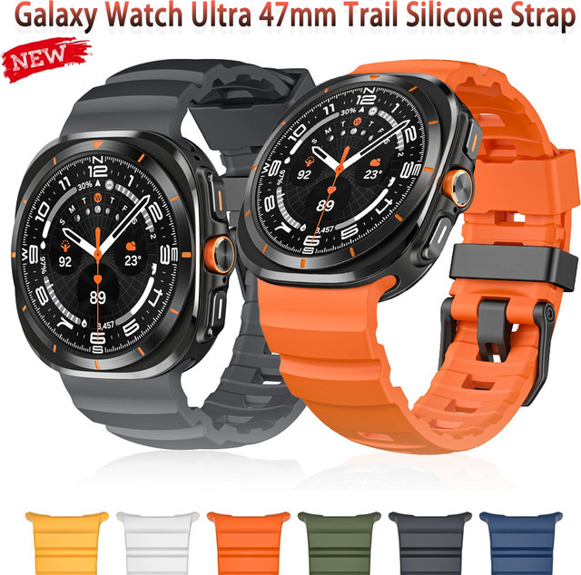 Samsung Trail Sport Uhrenarmband Silikon, Schwarz, 47mm - Bild 1