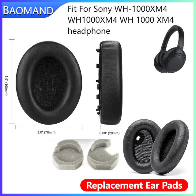 Sony Ersatz-Ohrpolster für WH-1000XM4 Over-Ear Kopfhörer aus Memory-Schaum in Schwarz - Bild 1
