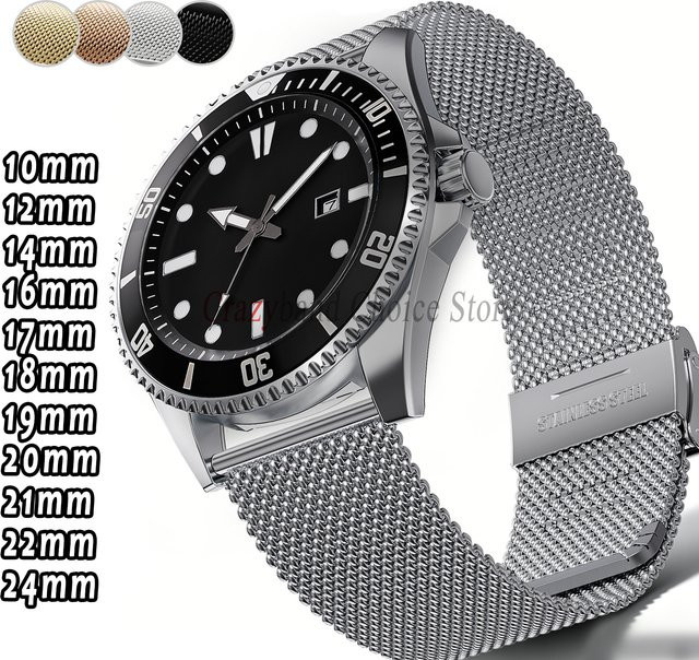 Uhrenarmband Edelstahl, Mesh Milanese, Herren, 18mm 20mm 22mm - Bild 1