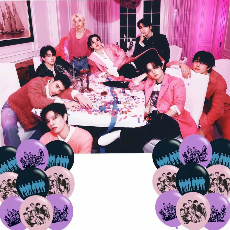 Doit Merch Stray Kids Hintergrundtuch und Ballon Set für Kpop Fan-Partys und Geburtstage - Bild 5