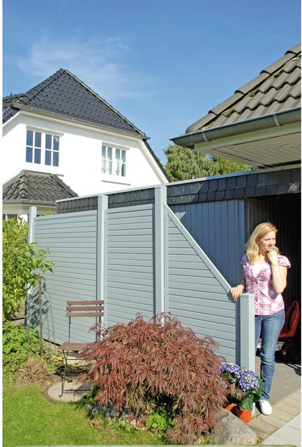 T & J Kunststoff-Zaunelement Lightline silbergrau B/H: 180 x 180 cm - Bild 1