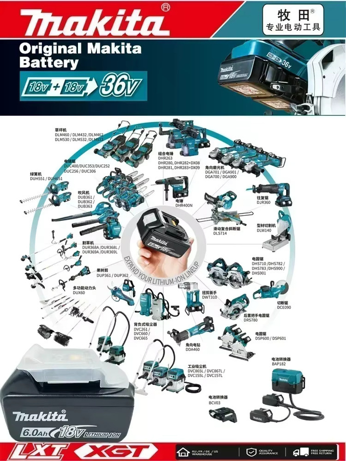 Makita Akku 18 V mit 6 Ah (6000 mAh) für BL1830B BL1850B BL1850 BL1840 - Bild 3