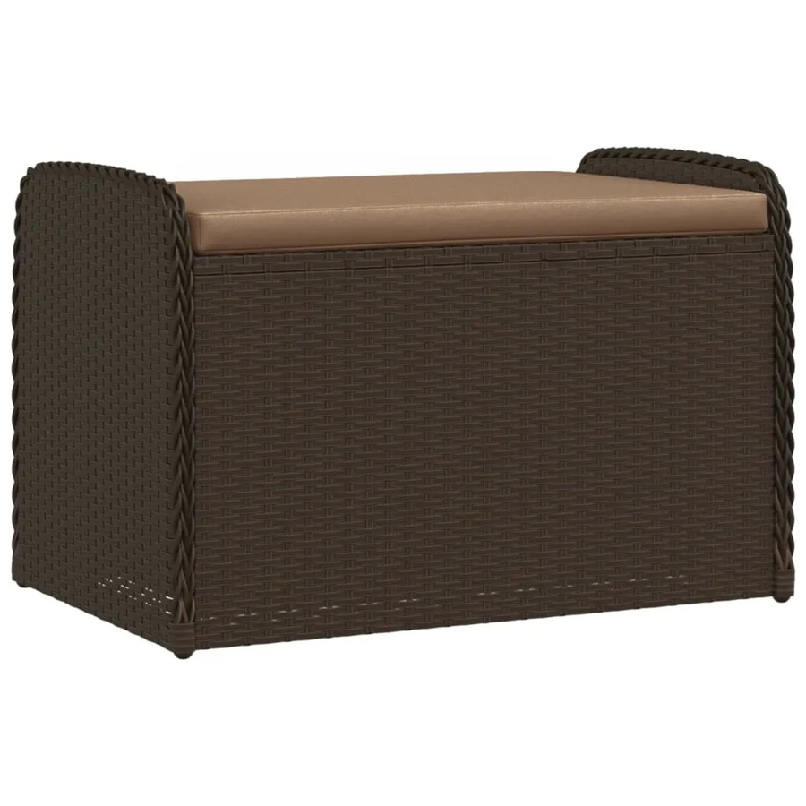 vidaXL Sitzbank mit Stauraum und Kissen aus Polyrattan in Braun, B/T/H: 80 x 51 x 52 cm - Bild 2