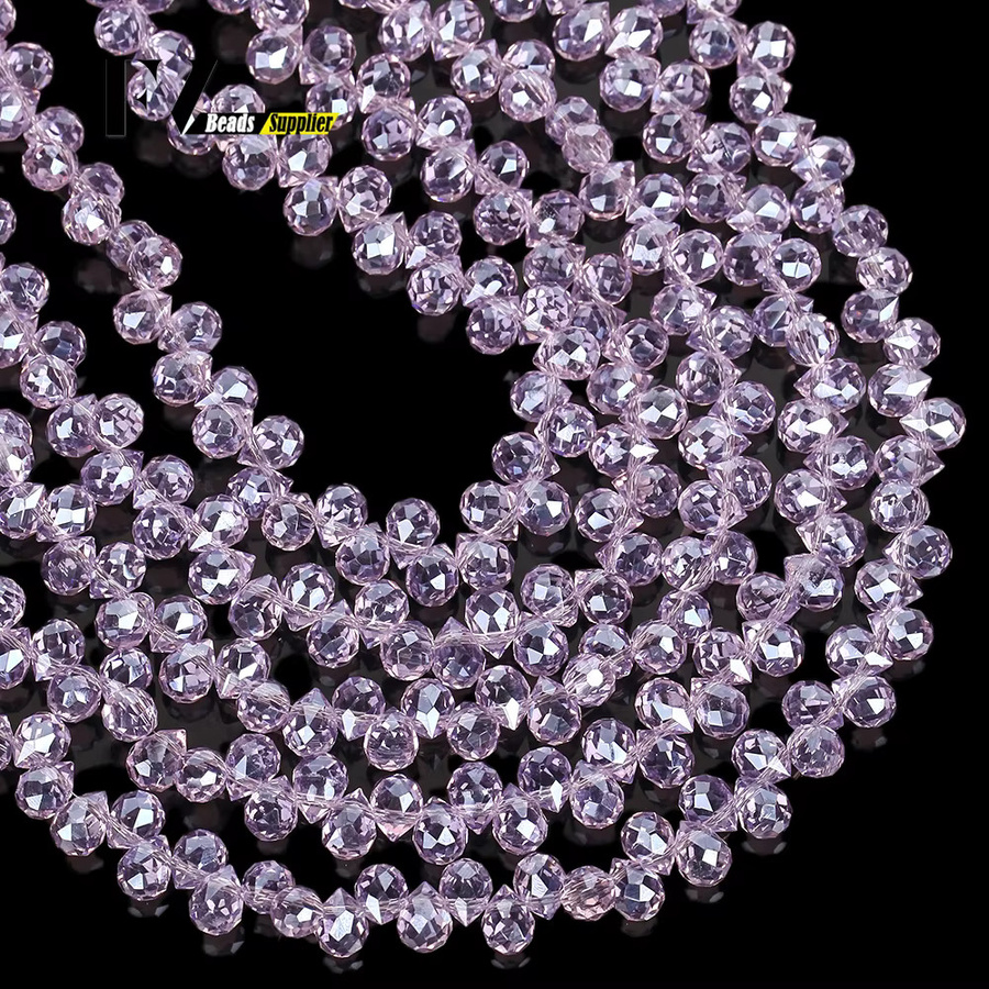 Kristall Perlen Waterdrop, Rosa Lila, 6mm, Armband Zubehör - Bild 3