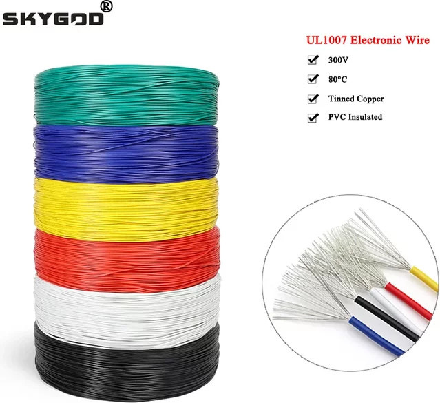 Elektronisches Kupferkabel UL1007 mit PVC-Isolierung, verzinntes Kupfer, erhältlich in Braun oder Mehrfarbig, verschiedene AWG-Stärken (16AWG bis 30AWG) - Bild 1