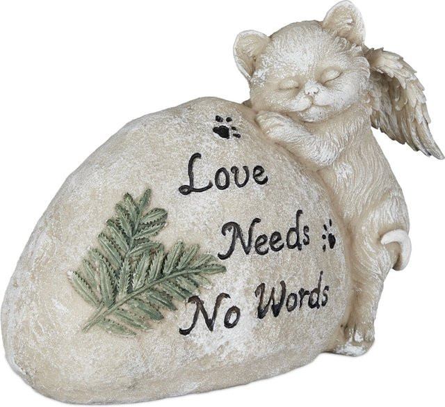 Wetterfester Grabschmuck für Katze von Relaxdays aus Polyresin in Creme/Beige, B/T/H: 16 x 20,5 x 9 cm - Bild 1