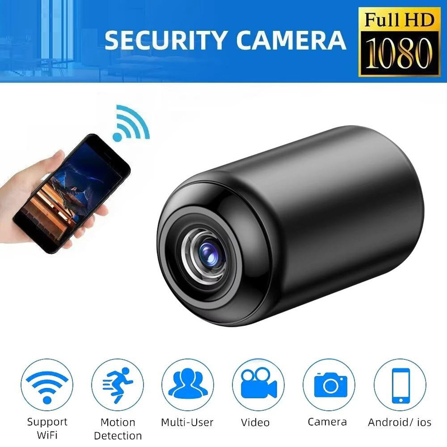 Drahtlose HD-WLAN-Überwachungskamera für den Innenbereich mit Nachtsicht und App-Steuerung, Schwarz, inklusive 64 GB SD-Karte - Bild 3