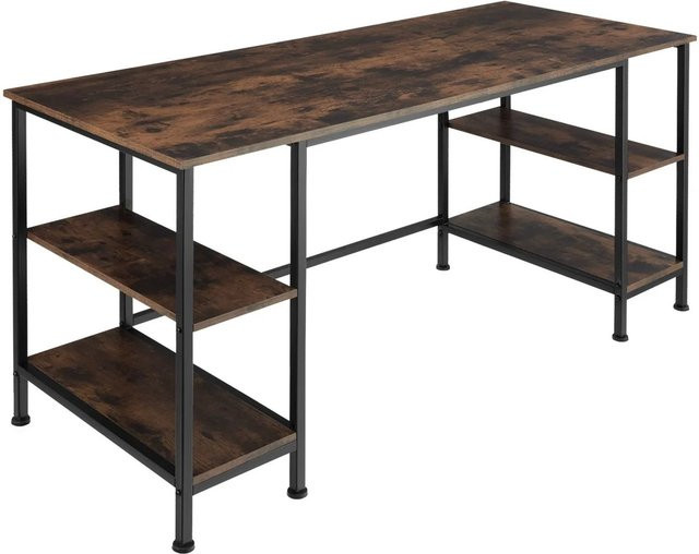 tectake Computer-Schreibtisch Stoke im Industrial Style aus Holz und Stahl, Farbe Dunkelbraun, B/T/H: 137 x 55 x 75 cm - Bild 2