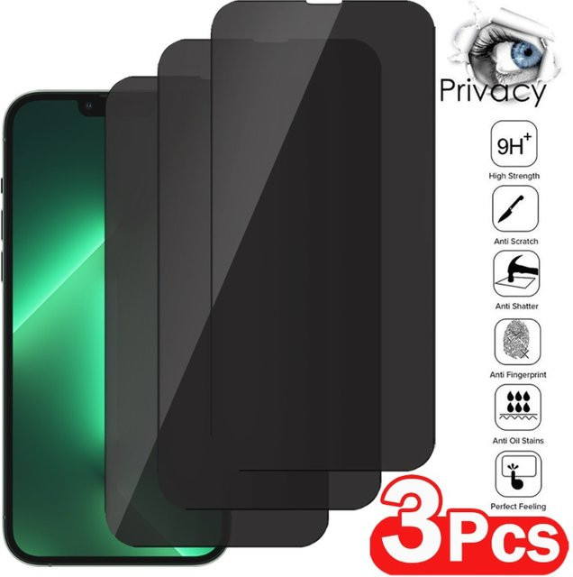 SnakeGlass 3er-Set Privatsphäre-Schutzglas Anti-Spionage-Displayfolie für iPhone 7 bis iPhone 14 Pro Max - Bild 1