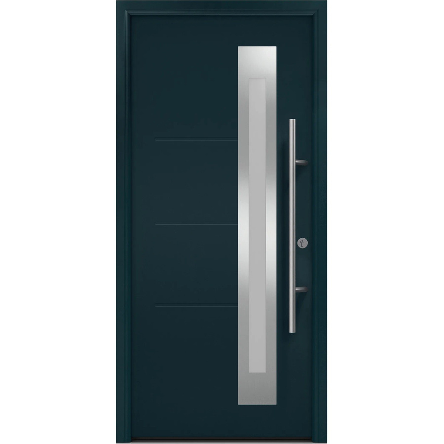 EcoStar Haustür Isopro Secur Motiv 780S in Anthrazitgrau RAL 7016 mit Glaseinsatz, RC2 Sicherheit, modern, Aluminium und Stahl, DIN links - Bild 2