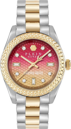 Philipp Plein Damenuhr Queen Supreme, Quarz, Edelstahl, Pink, 36 mm