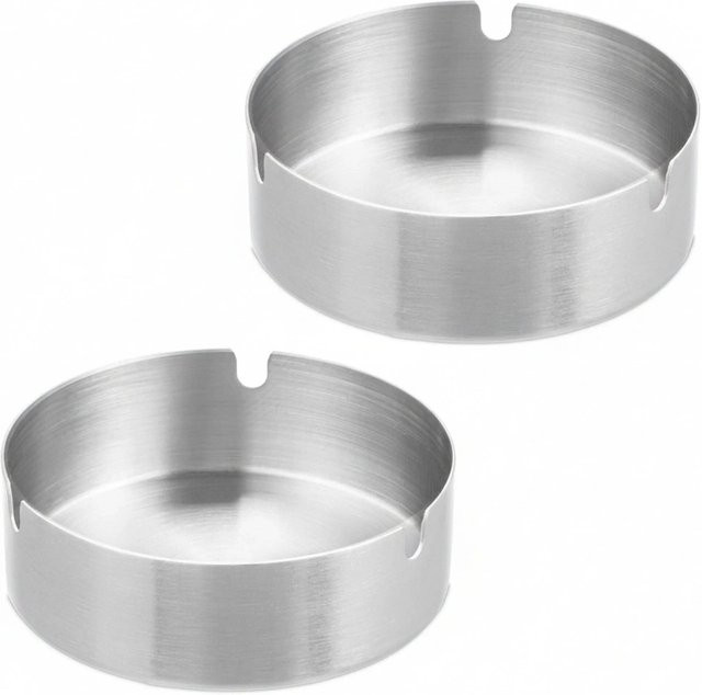 Relaxdays Aschenbecher Set aus Edelstahl in Silber mit 3 Zigarettenhaltern - Bild 1
