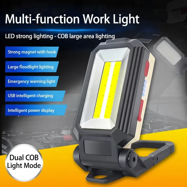ESMARTER COB Magnetische LED Arbeitsleuchte Schwarz – Einstellbare Wasserdichte Camping Laterne und Suchscheinwerfer für Notfälle - Bild 1