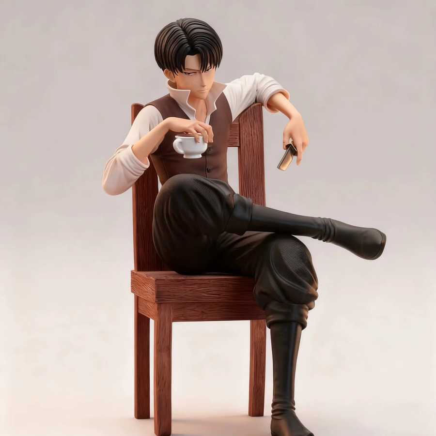 Bandai Attack on Titan Levi Ackerman Figur, Sitzhaltung, 19cm - Bild 2
