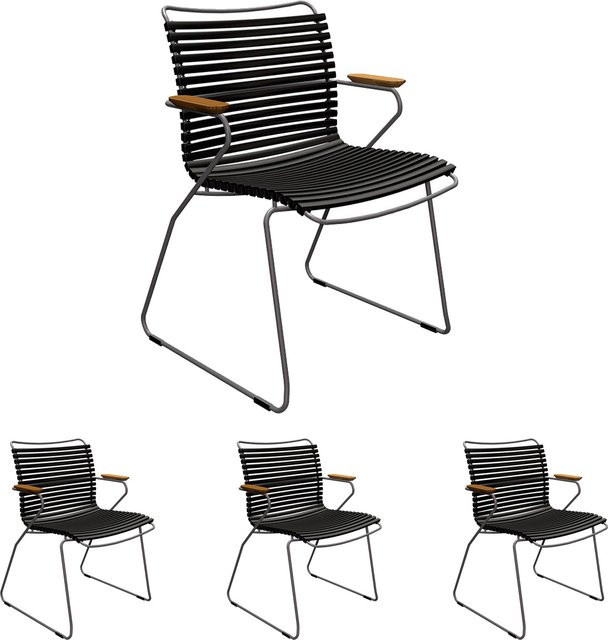 4er Set Gartenstühle HOUE CLICK mit Armlehnen in Schwarz Matt - Bild 1