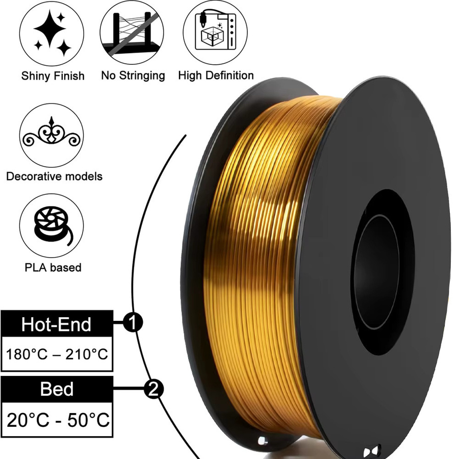 DINGSUN 3D Seiden-PLA-Filament Gold, 1,75 mm, glänzendes FDM-Verbrauchsmaterial mit einer Maßgenauigkeit von +/- 0,02 mm - Bild 4