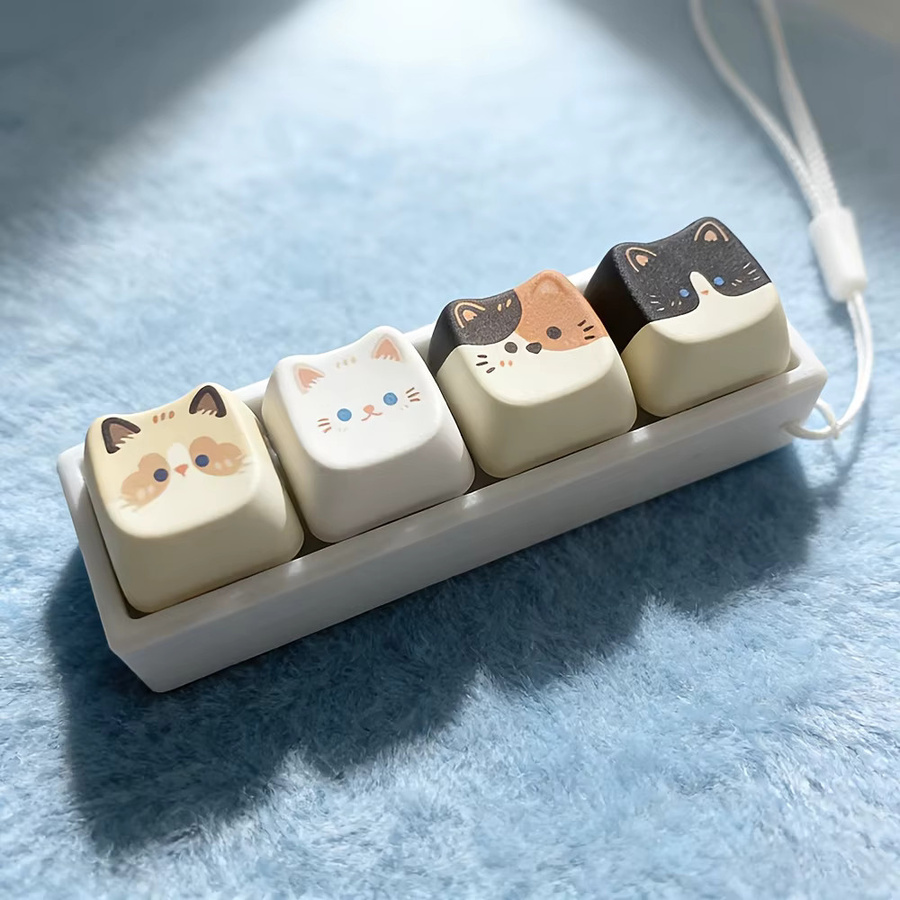 Schlüsselbandanhänger, weiße und schwarze Katze, Unisex, 7,9 x 2,4 cm - Bild 2