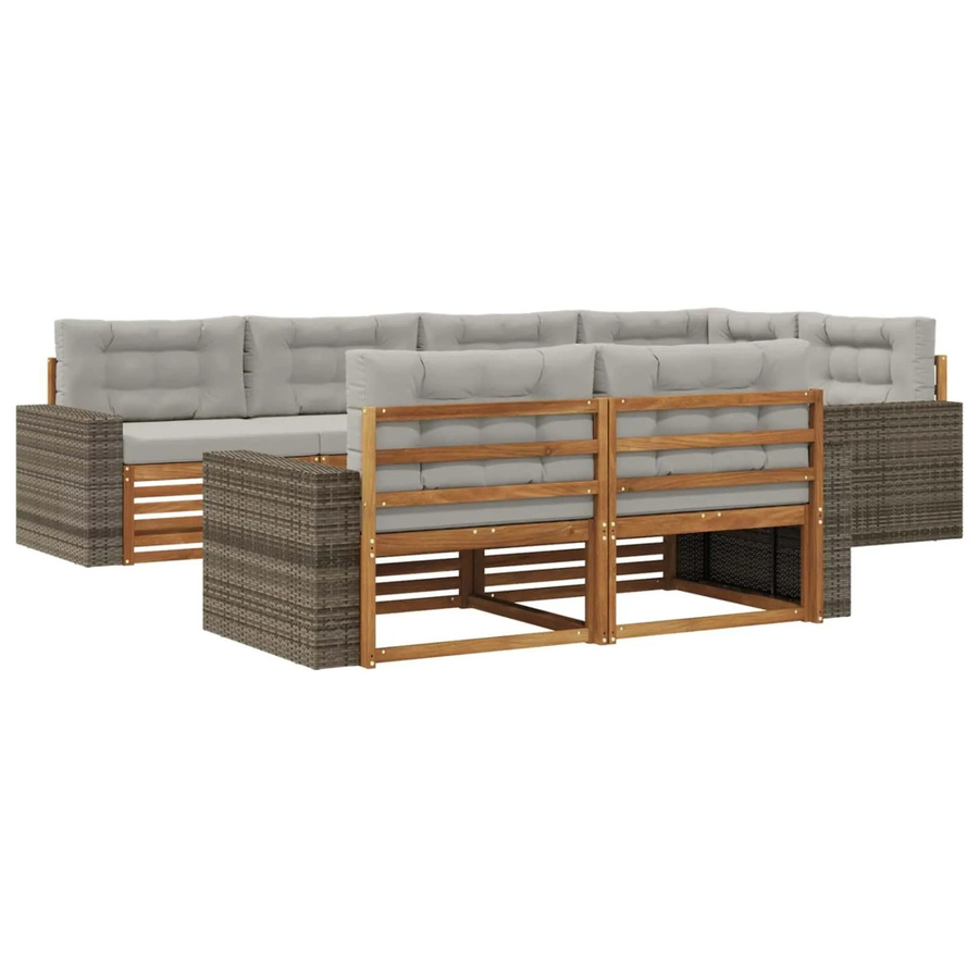 vidaXL Outdoor-Sofagarnitur aus Akazienholz in L-Form mit Kissen, Grau - Bild 2