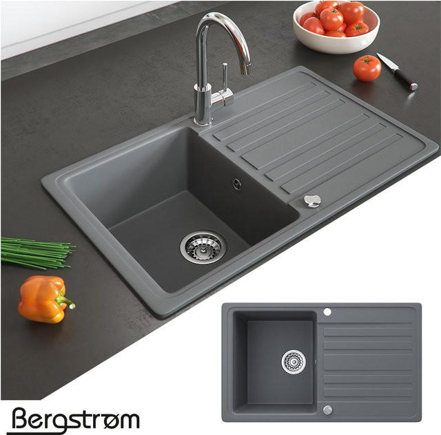 Bergström Küchenspüle aus Granit-Verbundwerkstoff als Einbauspüle, reversibel, Grau - Bild 1