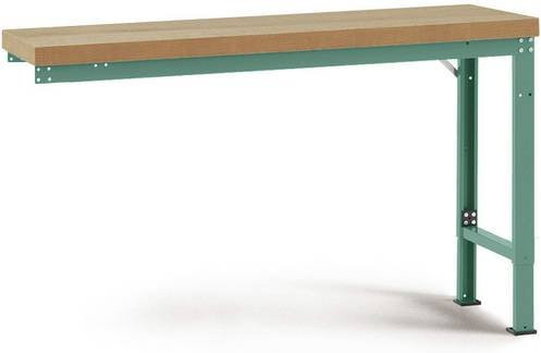 Manuflex WP7035.0001 Werkbank Anbaumodul höhenverstellbar aus Stahl und Holz in Grau und Grün, B/T/H: 200 x 60 x 70 cm - Bild 1