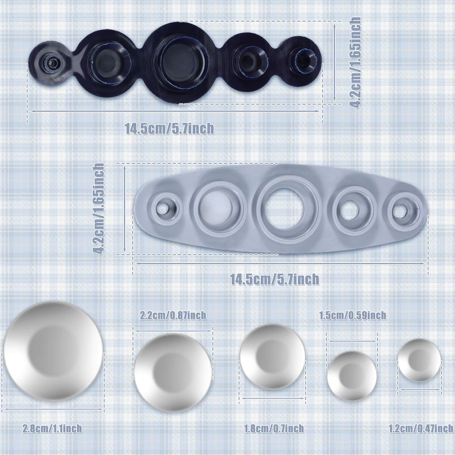 DIY Cover Button Set mit Werkzeug, 100 Sets zum Beziehen mit Stoff, Farbe Silber, Material Metall - Bild 2
