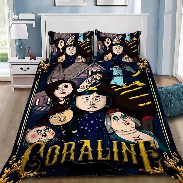 JMG Household Supplies Bettwäsche-Set mit Cartoon-Motiv aus Mikrofaser, Grau und Blau, B/H: 135 x 200 cm - Bild 1