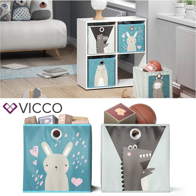 VICCO 2er Set Faltboxen aus Stoff in Multicolour, B/T/H: 30 x 30 x 30 cm - Bild 1