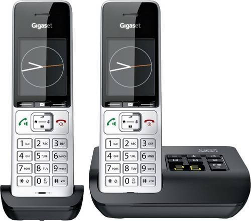 Gigaset COMFORT 500A Duo Schnurlostelefon mit Anrufbeantworter, hörgerätekompatibel, Silver Black - Bild 1