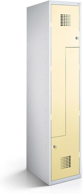 rotstahl Z-Spind mit 2 Türen in Elfenbein und lichtgrauem Korpus, B/T/H: 40 x 50 x 180 cm - Bild 1