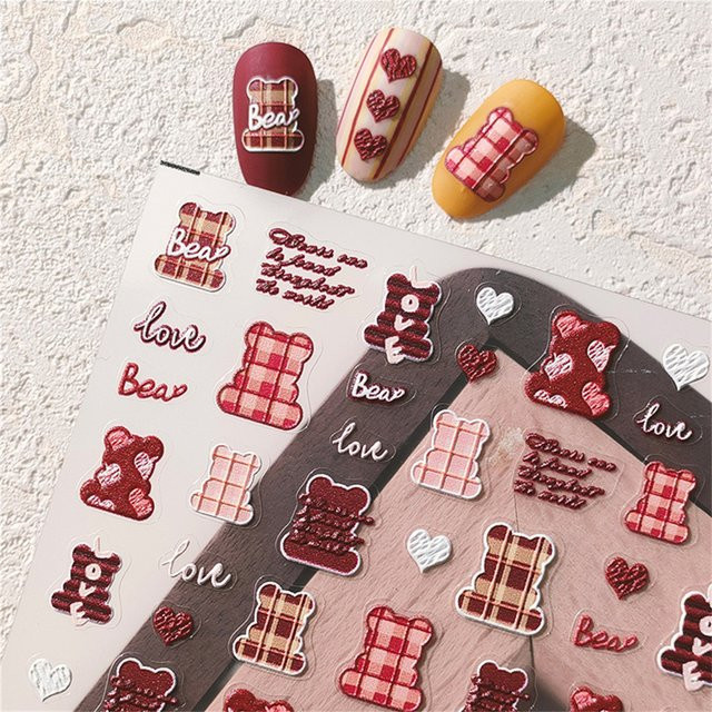 Rhstoe Nagelaufkleber Schokolade Bär, Braun, DIY Nail Art - Bild 1