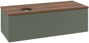 V&B Waschtischunterschrank Antao mit Frontstruktur in Walnuss und Grün, B/T/H: 120 x 50 x 50 cm - Bild 1