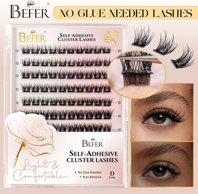 Befer Selbstklebende Wimperncluster, 120 Stück, Natürlich, Unisex - Bild 1
