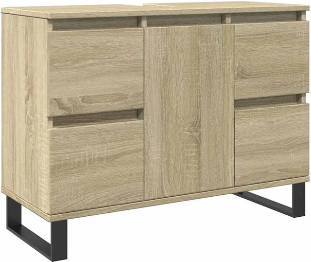 vidaXL Badschrank Sonoma-Eiche in Braun, freistehend im industriellen Stil, B/T/H: 80 x 33 x 60 cm - Bild 1