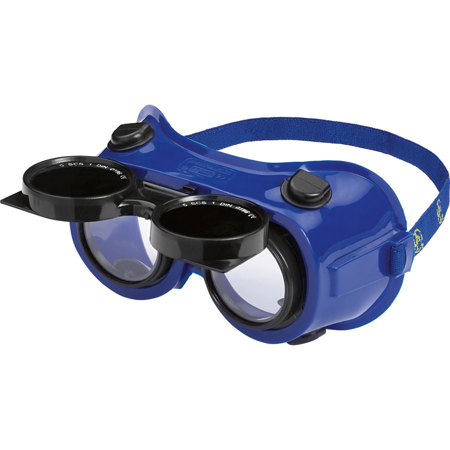 LUX-TOOLS Schweißerklappbrille Full Vision mit getönten Gläsern in Grau und Blau aus Kunststoff - Bild 2