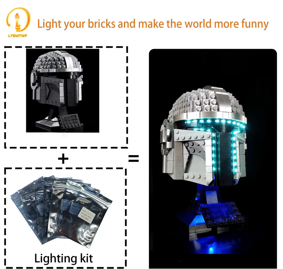LYBMTWF LED-Beleuchtungsset für Lego 75328 Mandalorian Helmmodell in Grau und Blau mit SMD-Leuchten - Bild 2