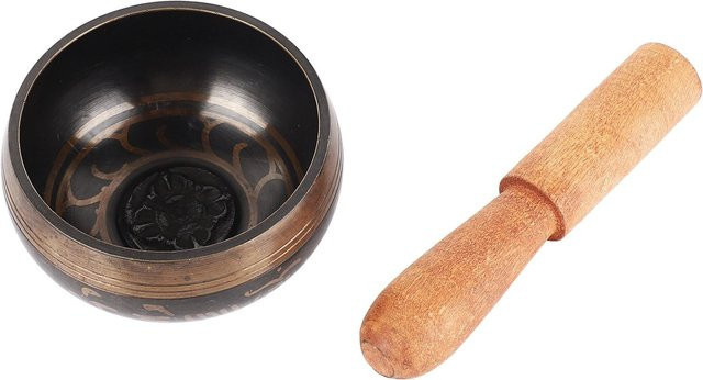 CosyHome Kupferschale Klangschale in Schwarz mit Holzstab für Yoga und Meditation, Durchmesser: 8 cm - Bild 1