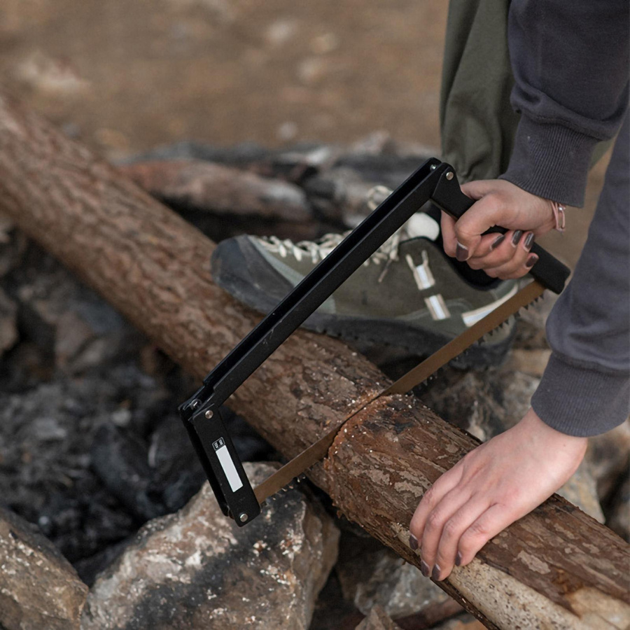 Wosawe Outdoor Camping Klappsäge Multifunktionale Handsäge aus Manganstahl und Aluminiumlegierung in Silber und Schwarz - Bild 2