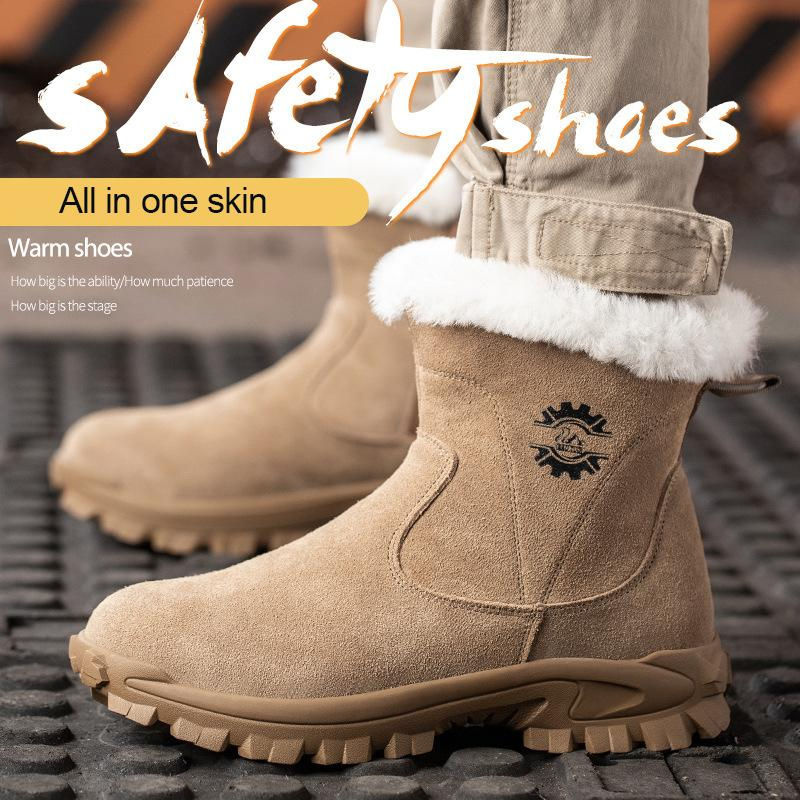 Avant-garde Sicherheitsschuhe für Herren als warme Winter-Arbeitsstiefel mit Stahlkappe und Funkenresistenz, Farbe: Braun, Größe: 37 - Bild 5