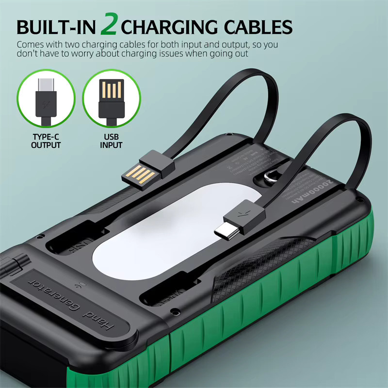 Wasserdichte Solar-Powerbank mit Handkurbel und 20.000 mAh Kapazität in Orange für iPhone, Samsung, Huawei und Xiaomi - Bild 4