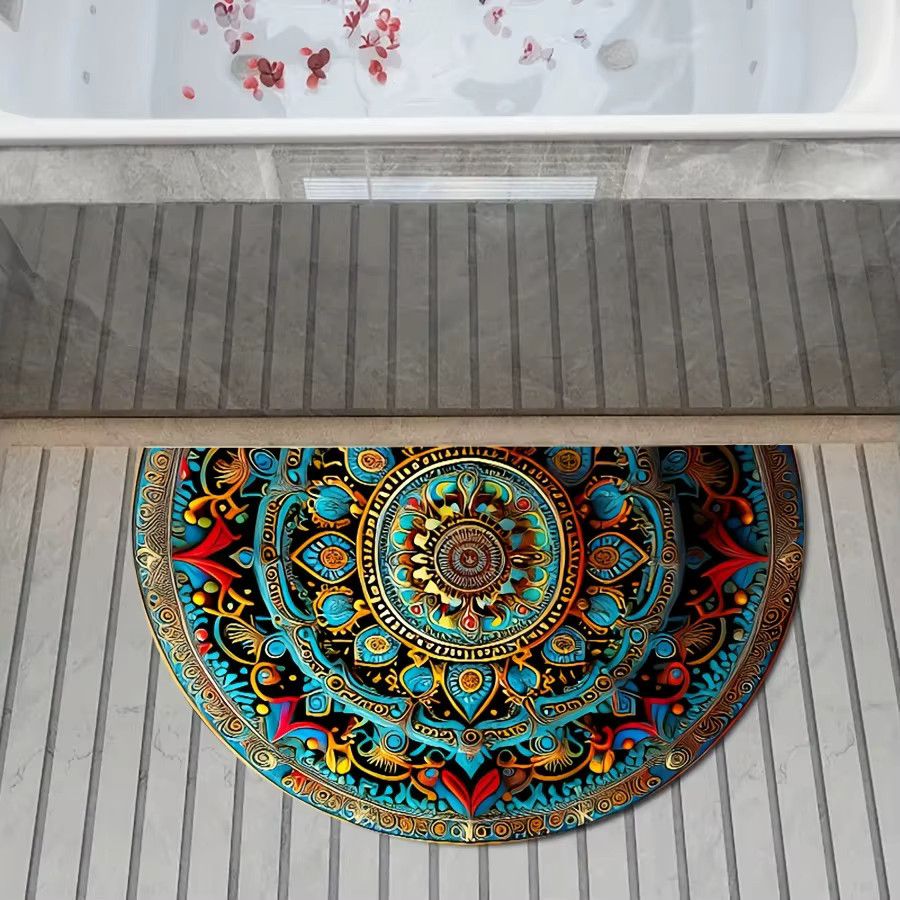 Halbrunde Fußmatte mit böhmischem Mandala Design von VIKAMA in Multicolor - Bild 3